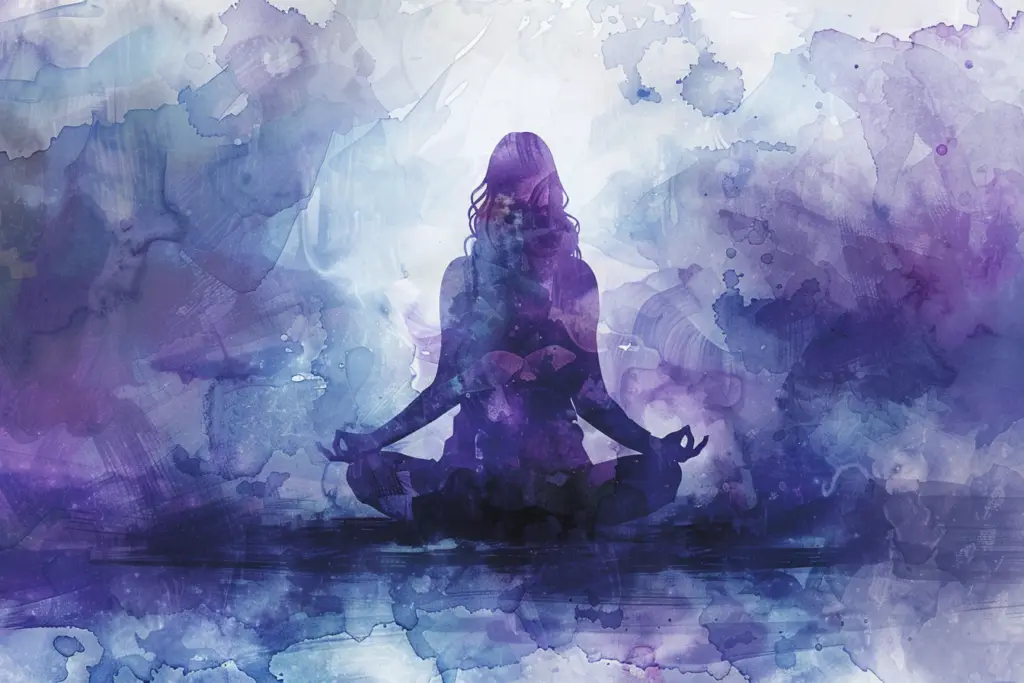 digital art of meditating woman, mindfulness
