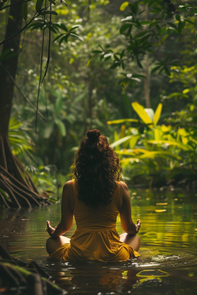 Meditating woman to symbolize search for spirituality through mindfulness