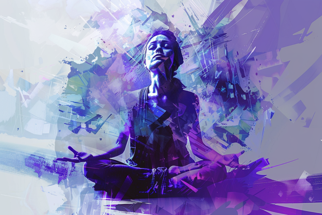Woman in lotus position, to picture the self-hypnosis/auto-hypnosis trance state.