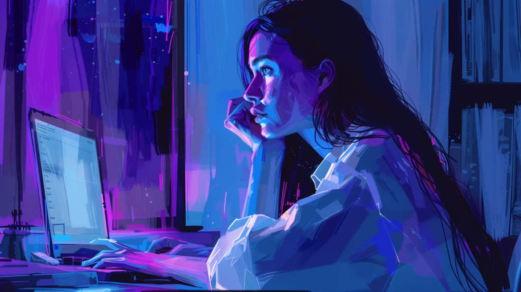 Digital art of learning woman, to symbolize self-hypnosis for concentration