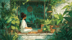 Woman meditating on ego death