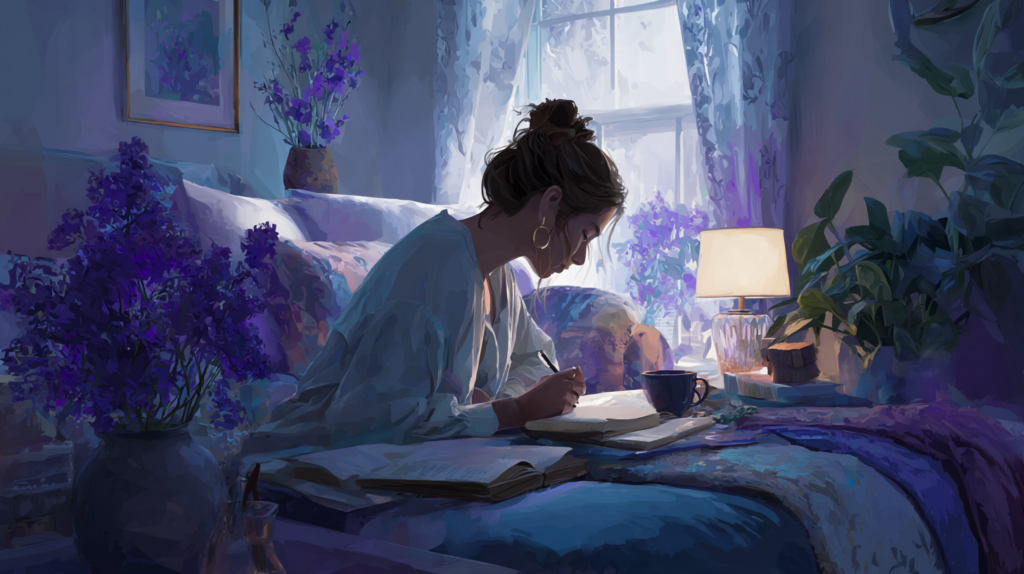 Woman practicing mindful journaling